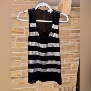Double Zero‎ sequined black tank top